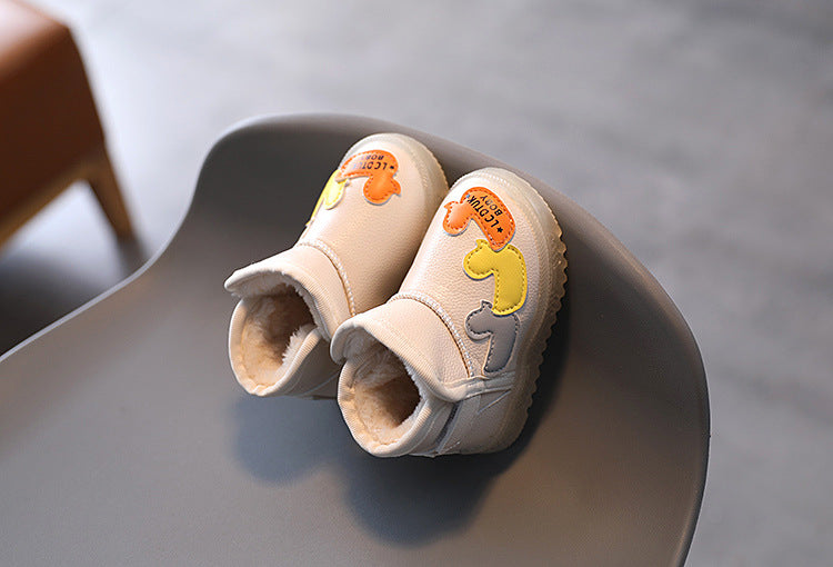 Children's Cartoons Snow Boots Girls Warm Boots Baby Cotton Sport Shoes Sequins Genuine Leather Princess Fashion Boots 1-6Y