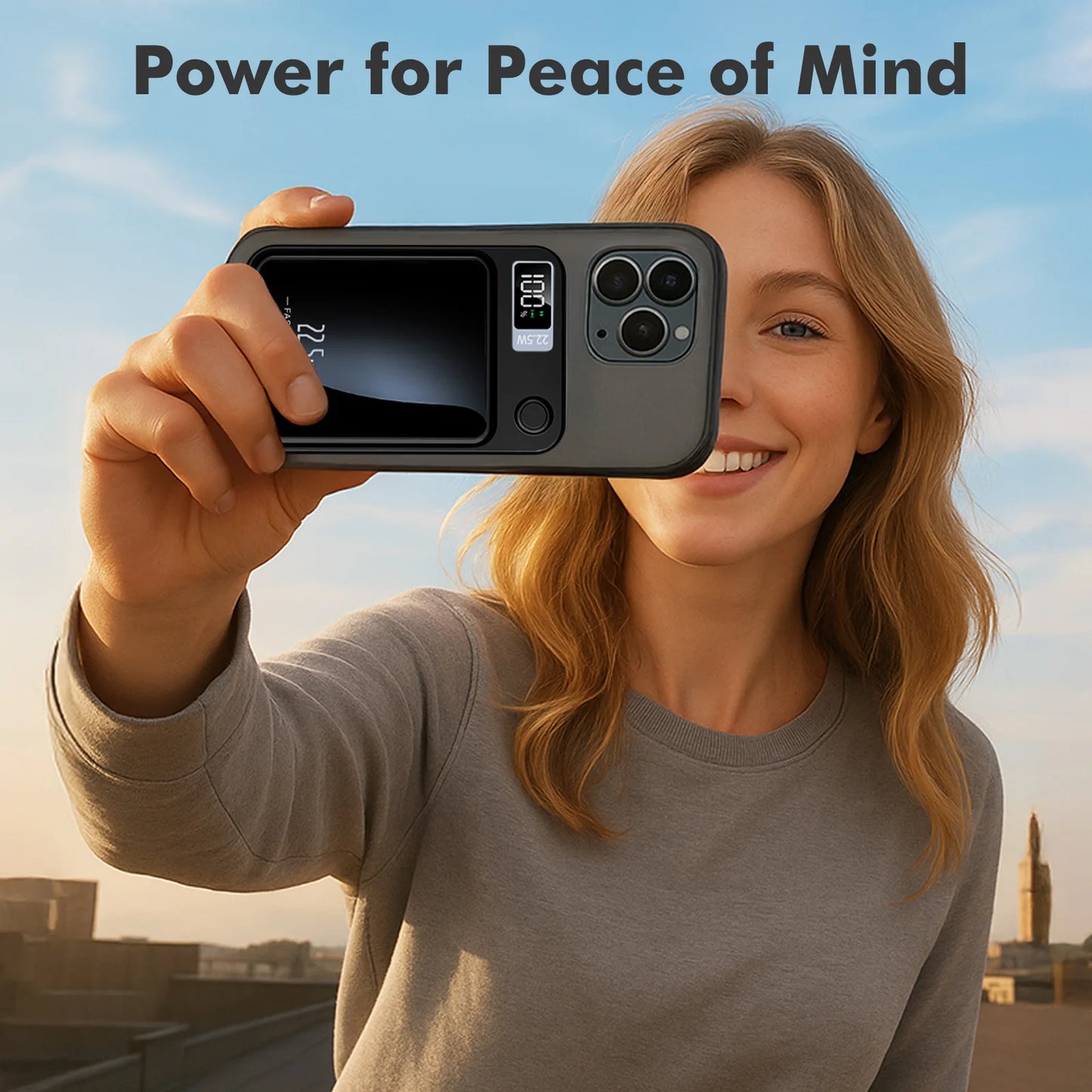 10000mAh Magnetic Wireless Power Bank, 2-in-1 Fast Charging Portable Charger with USB-C & MagSafe Compatible Battery Pack