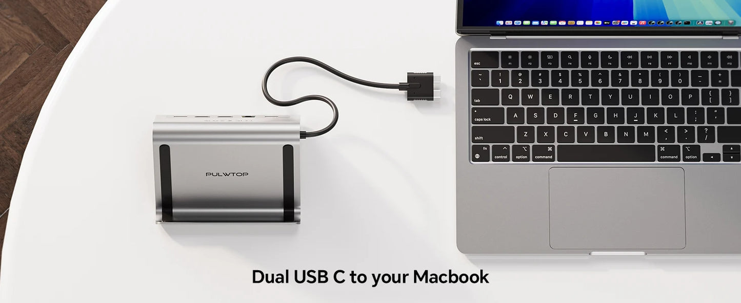PULWTOP 11-in-1 USB-C Laptop Docking Station with Dual HDMI, Ethernet & Power Delivery