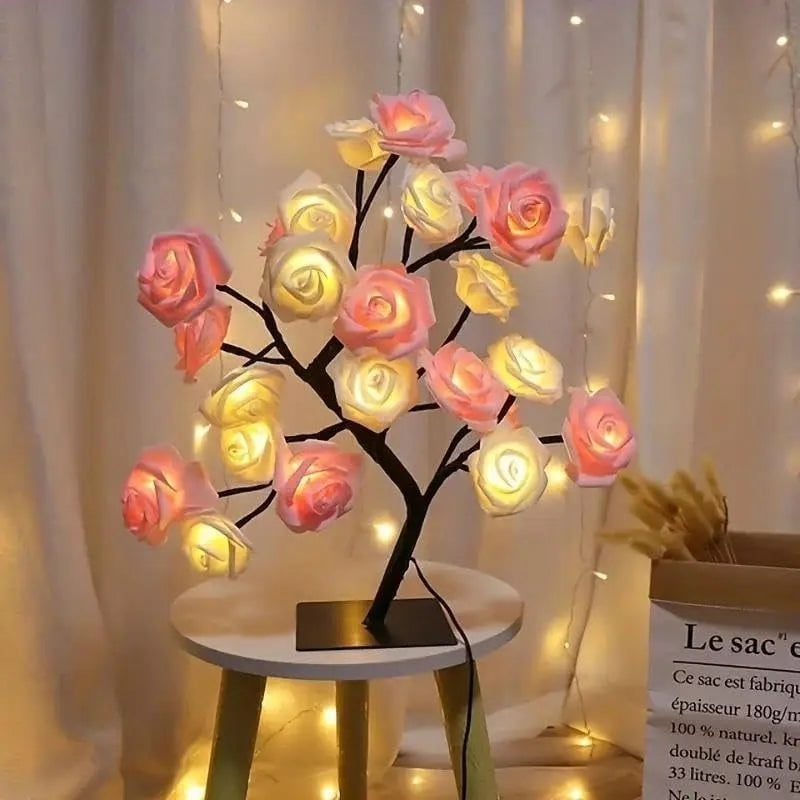 Romantic Rose Tree LED Night Light .Elegant Bedroom Décor & Gift Lamp