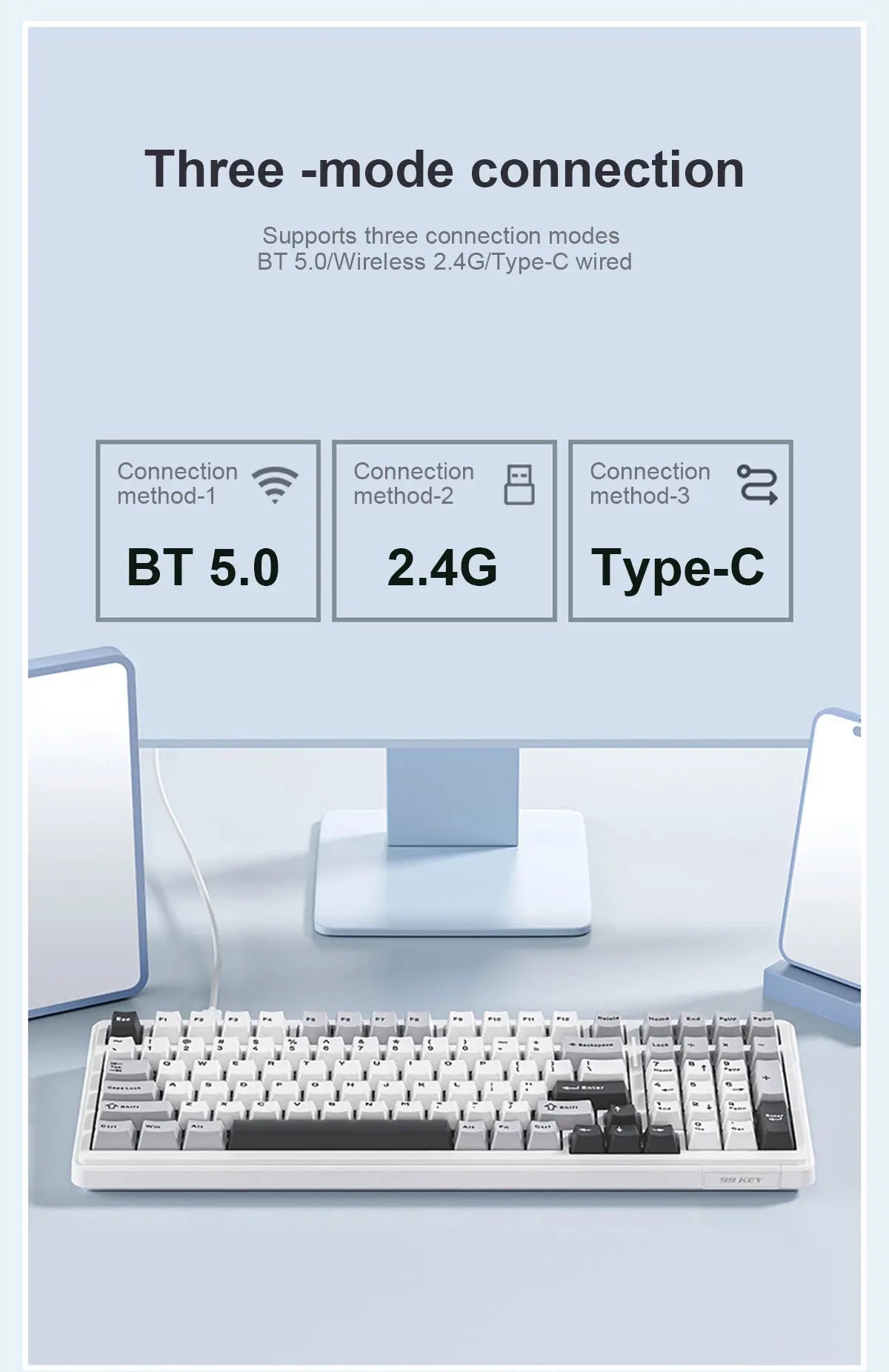 AULA F99 Wireless Mechanical Keyboard .Tri-Mode RGB Hot-Swappable Gaming Keyboard