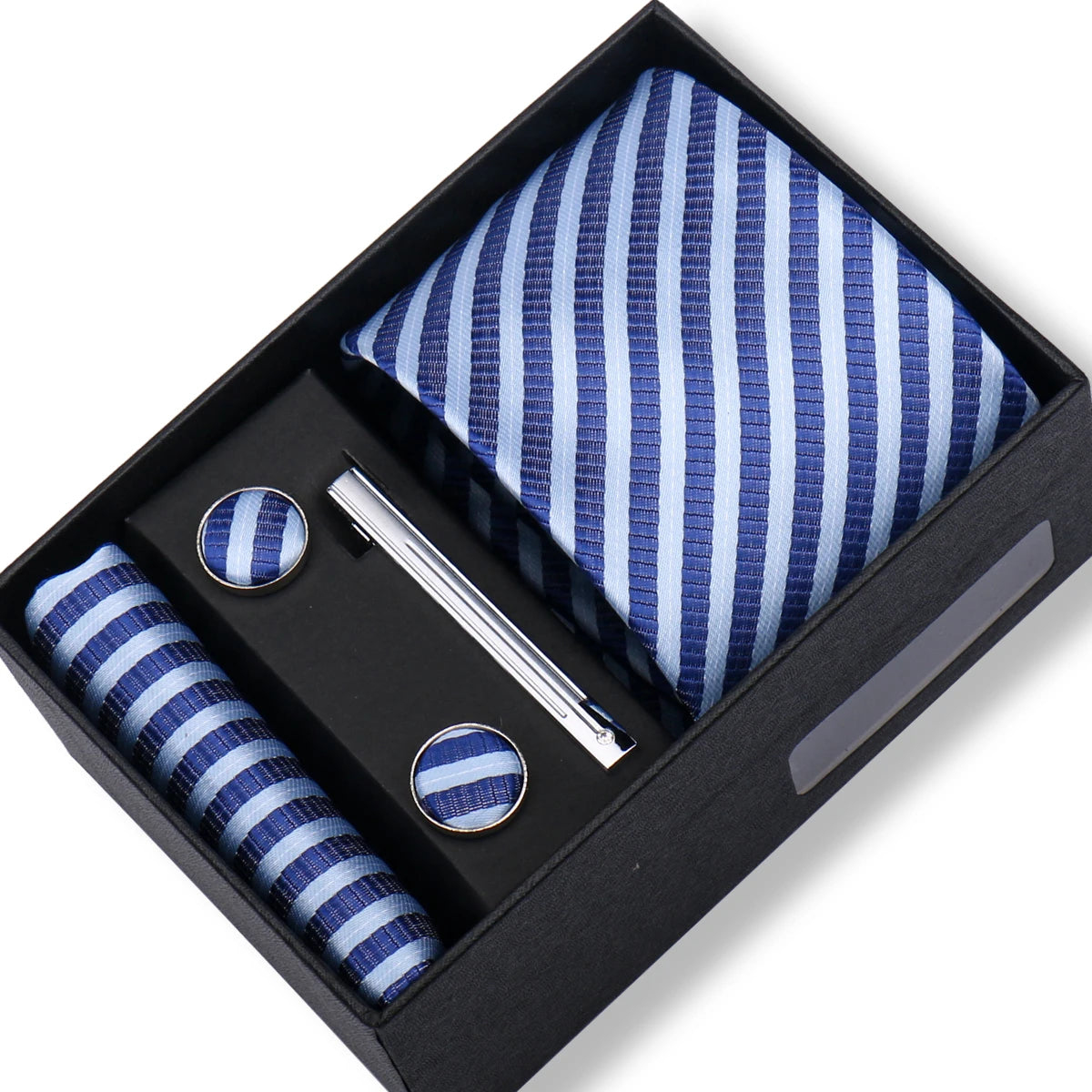 Tie Men With Box Top Quality Business Ties Hanky Cufflink Set Clips Green Necktie Corbatas For Men Wedding In Gift Box Gravatas