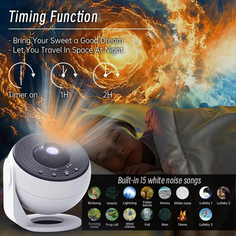 Galaxy Planetarium Star Projector – Starry Sky Night Light with Bluetooth Speaker, Remote Control & Aurora Galaxy Effects