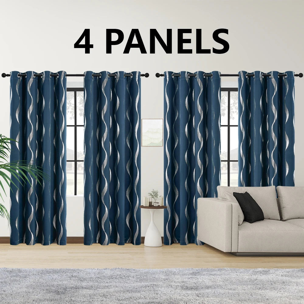 Luxury Blackout Wave Curtain Panel Set