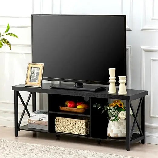 TV Stand for TV up to 55 Inches, TV Cabinet with Open Storage, TV Console Unit with Shelving for Living Room, Entertainment Roo