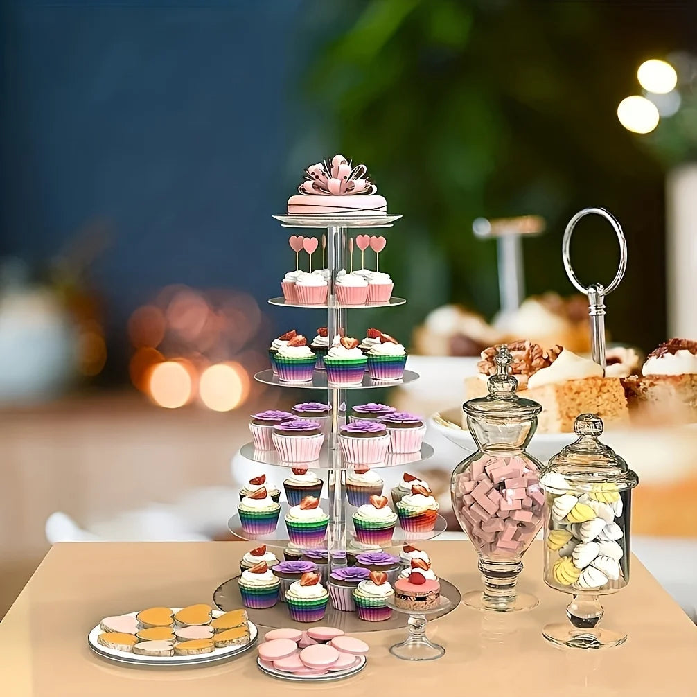 Acrylic 6-layer Cake Rack, Party Small Cake Storage Rack, Home Decoration, Party Decoration, Halloween And Christmas Decoration