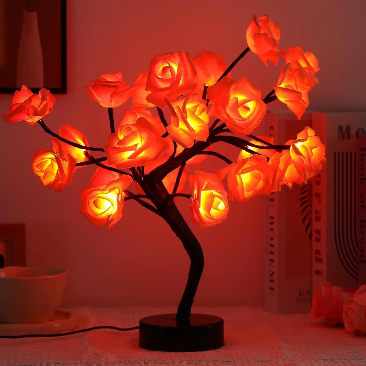 Romantic Rose Tree LED Night Light .Elegant Bedroom Décor & Gift Lamp