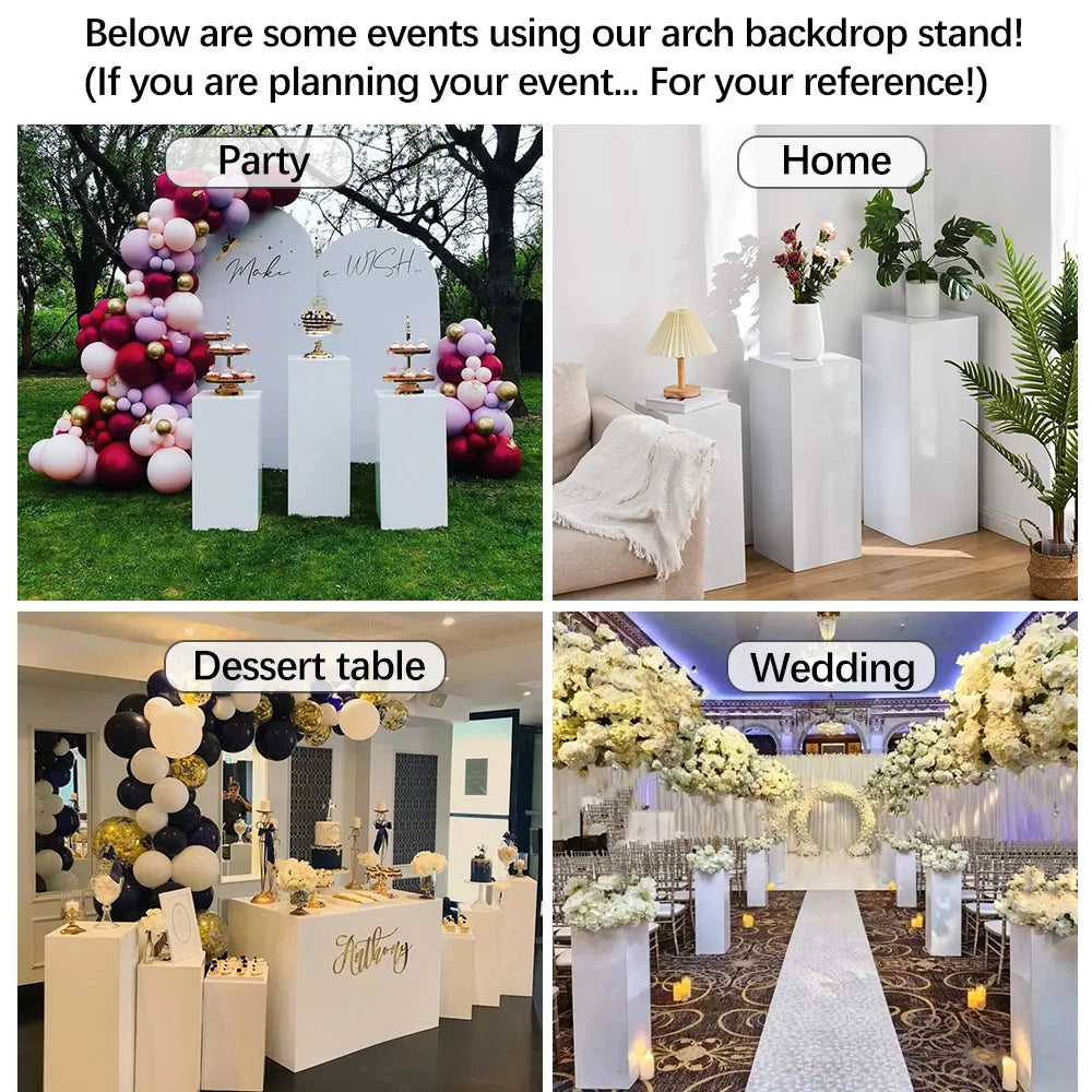 3-Piece White Square Metal Pedestal Stand Set  Elegant Cake, Dessert & Party Display Stands for Weddings, Birthdays & Events