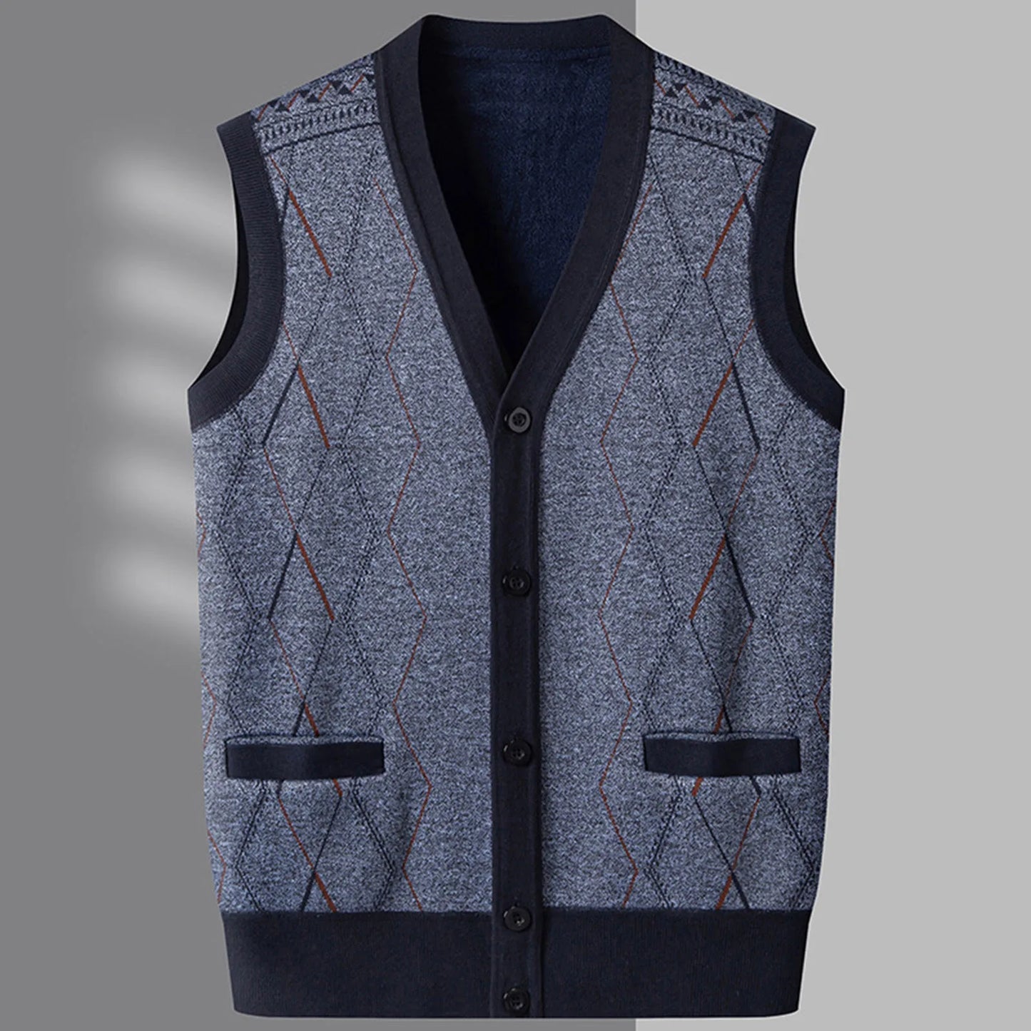 Men’s Vintage Knit Sweater Vest Warm Fleece Lined Casual Winter Outerwear