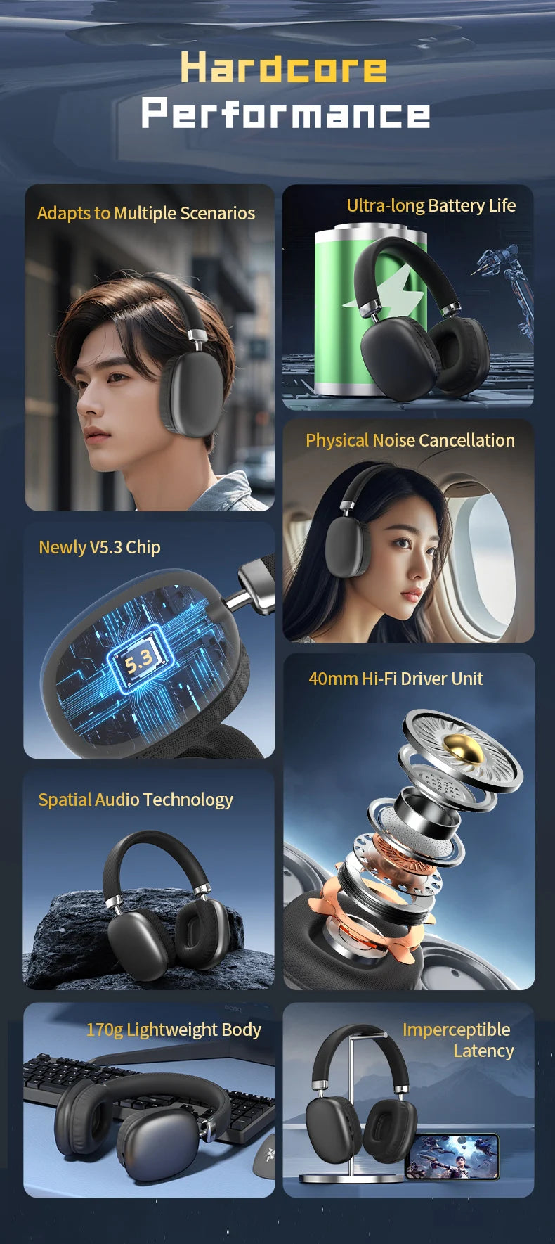 Wireless Over Ear Bluetooth Headphones with Microphone  HiFi Stereo Sound & All-Day Comfort
