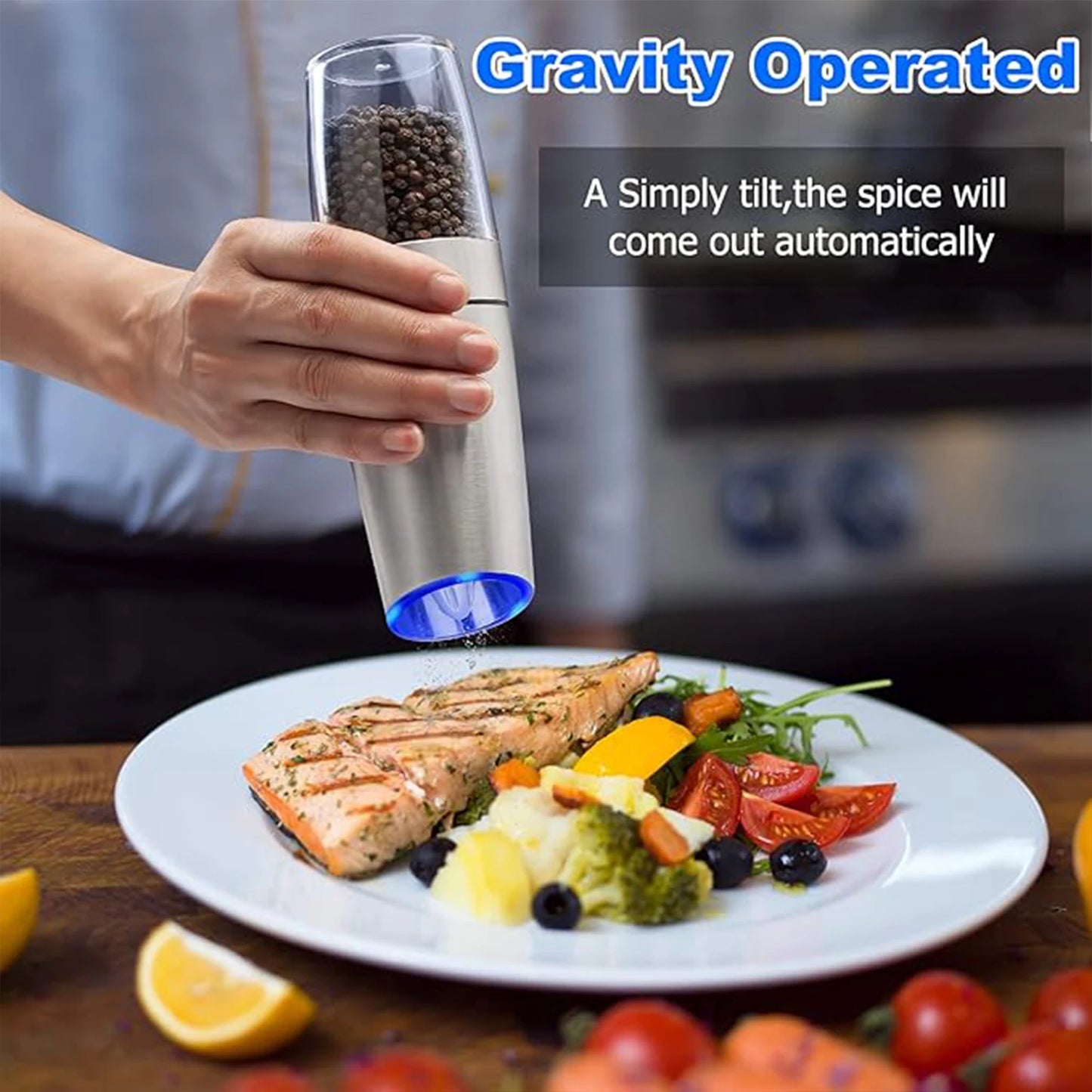Automatic Gravity Electric Salt & Pepper Grinder Set