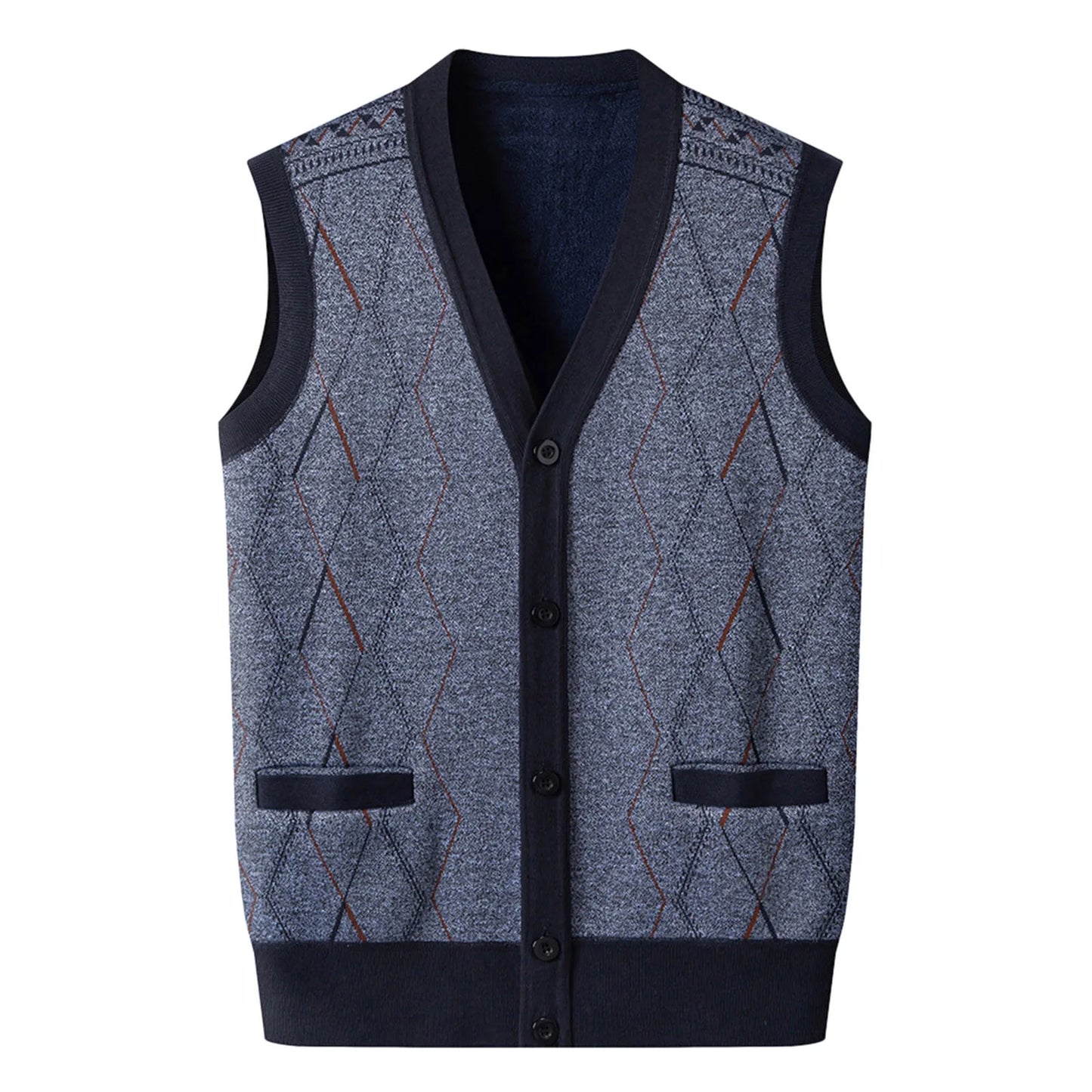 Men’s Vintage Knit Sweater Vest Warm Fleece Lined Casual Winter Outerwear