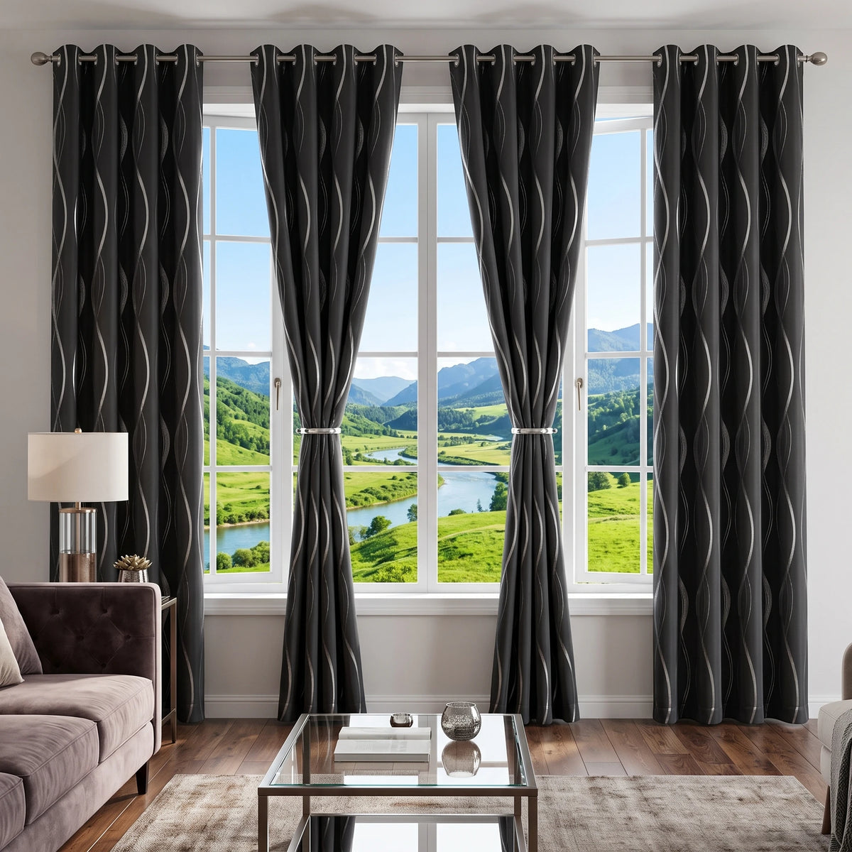 4-Panel Silver Foil Blackout Curtains | Heavy Window Panel Set