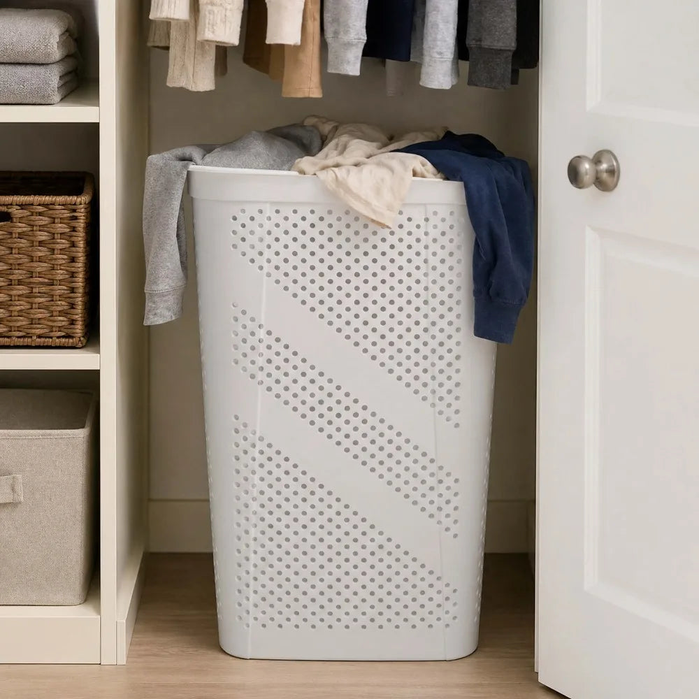24-Inch Rectangular Laundry Hamper with Hinged Lid