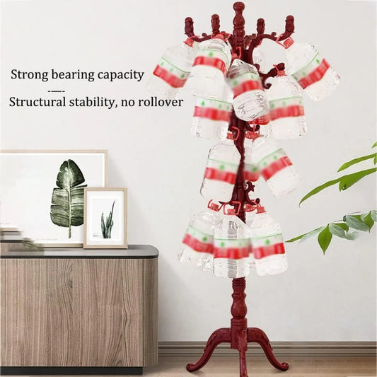 Coat Racks freestanding, Wooden Coat Rack Stand, Hall Tree Coat Rack Coat Hanger Stand with 14 Hooks, Storage Tray,Stable Base