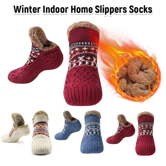 Men Women Winter Indoor Home Slippers Socks Non Slip Fuzzy Floor Socks Warm Bedroom Sleeping Sock Soft for Christmas