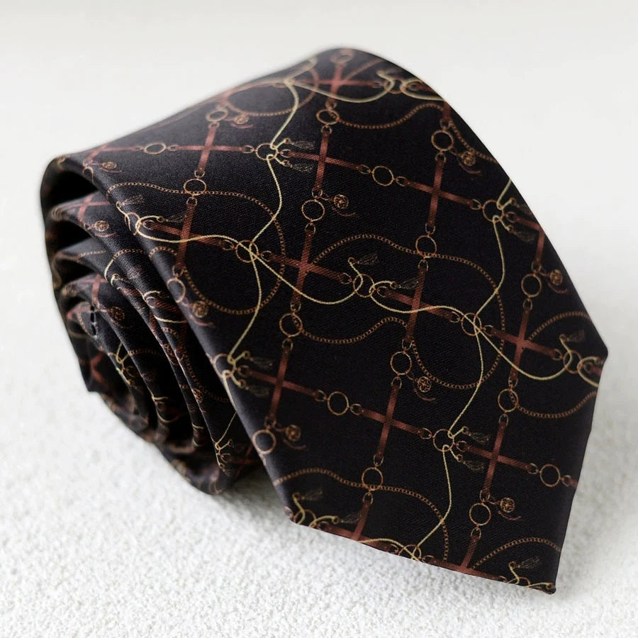8cm Width New Design Printed Neckties Retro Anchor Animal Green Brown Neck Ties For Men Daily Wear Shirt Tuxedo Accessories Gift