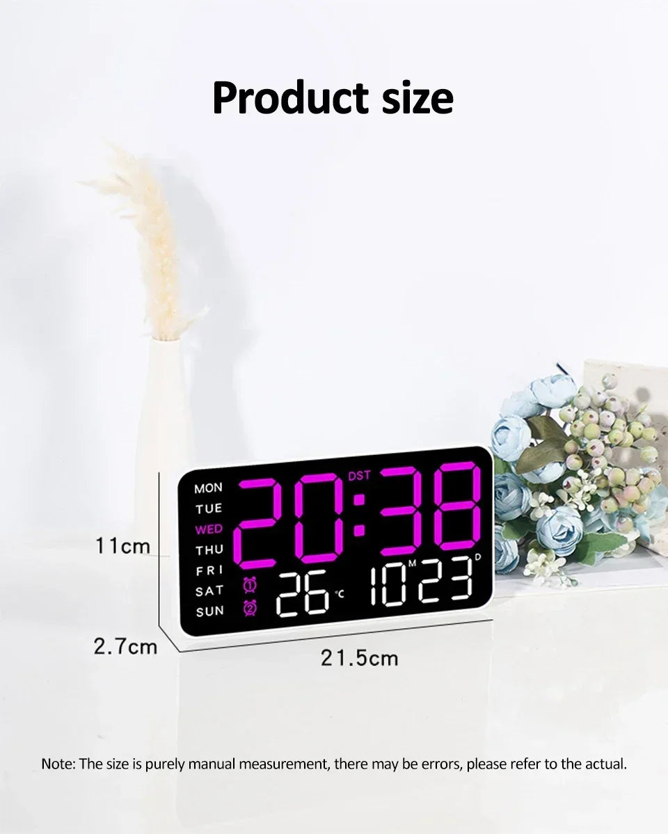 Extra Large LED Digital Wall Clock with Date.Temperature & Timer Display