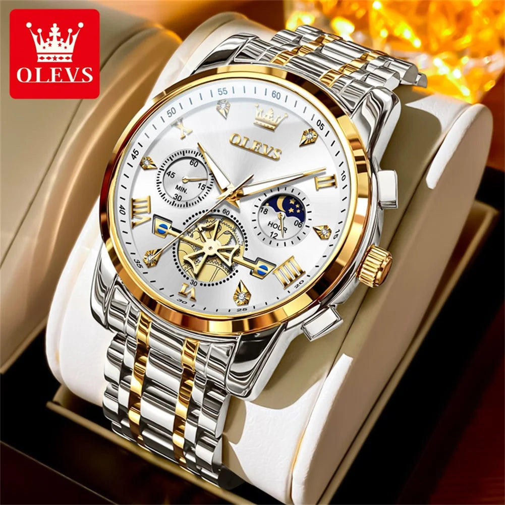 Men’s Classic Roman Numeral Watch. Elegant Metal Bracelet Design