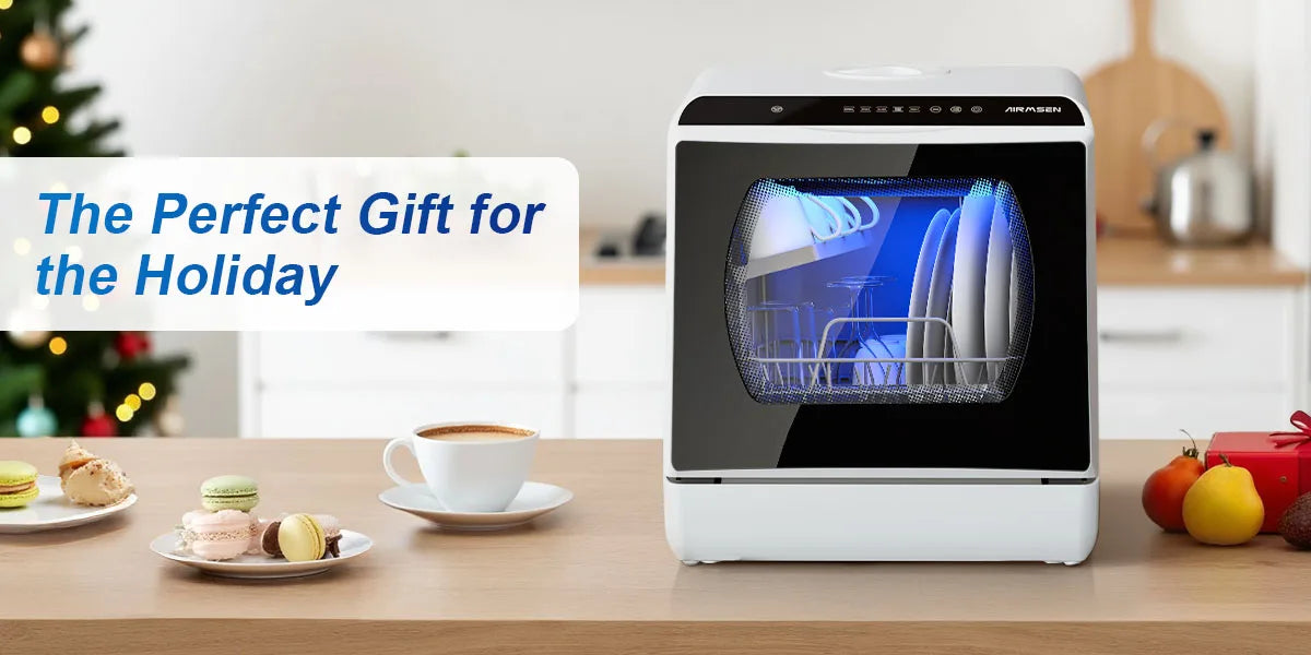 Portable Dishwasher, 6 Wash Programs, Dual Water Supply, Auto Drying, Perfect for Kitchens, Apartments, RVs