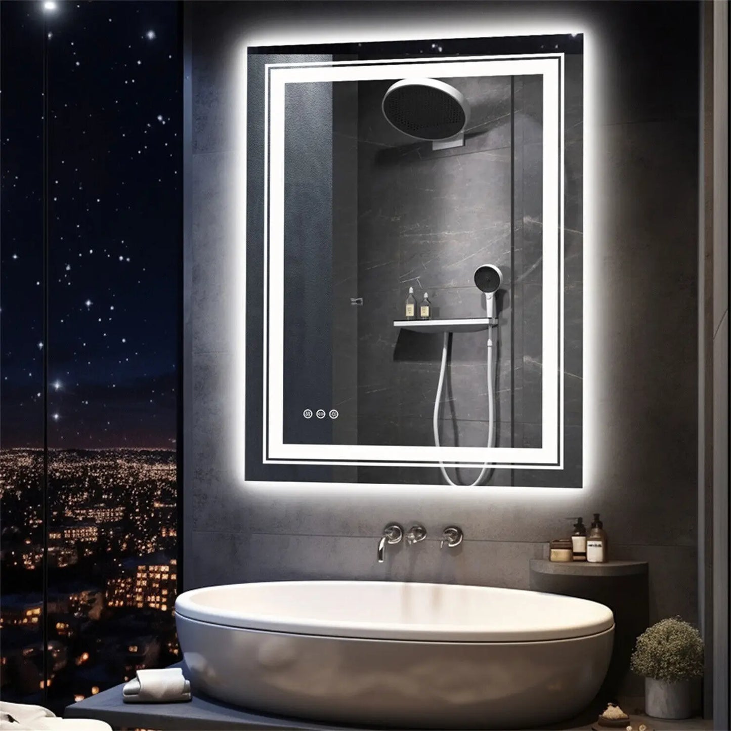 Rectangle LED Antifog Bathroom Vanity Mirror Wall Mounted