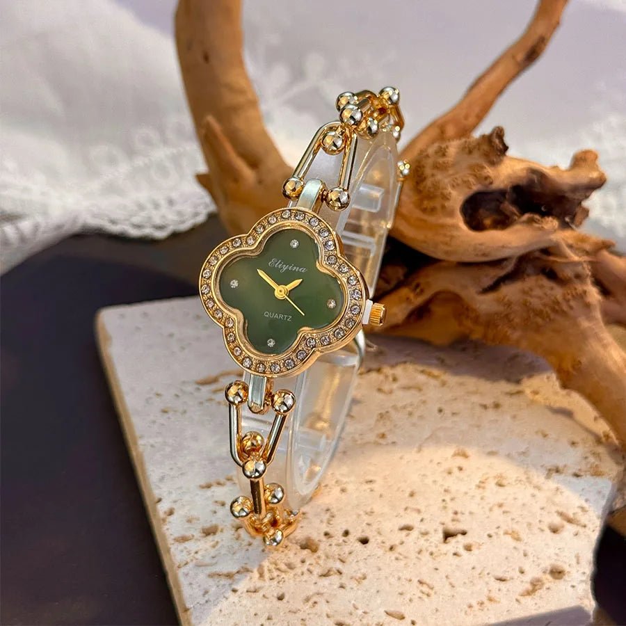 Lucky Four Leaf Clover Women’s Bracelet Watch Elegant Fashion Timepiece