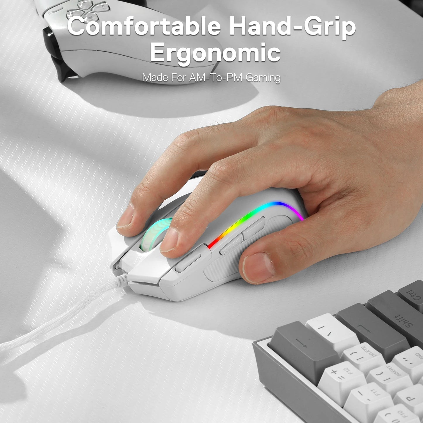 Rechargeable Wireless Ergonomic Mouse for Laptop & PC, Silent Click Bluetooth & 2.4GHz USB Mouse with Adjustable DPI