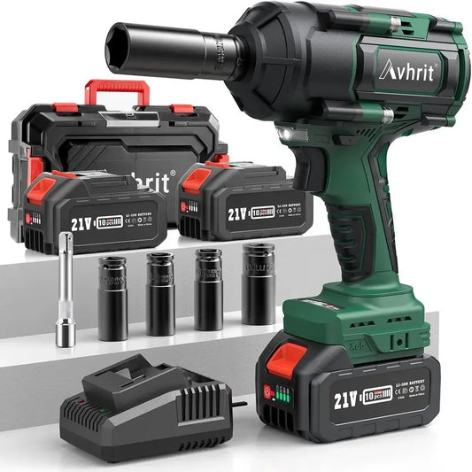 AVHRIT 1/2" Cordless Brushless Impact Wrench 1000Nm(738Ft-lbs) w/ 2x5.0Ah for Makita Power Tool Kits for Auto/Heavy-Duty (AT450)