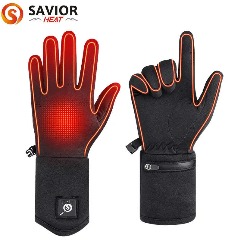 Savior Heat Electric Heated Glove Liners for Men Women Rechargeable Battery Heating Riding Ski Snowboarding  Cycling Thin Gloves