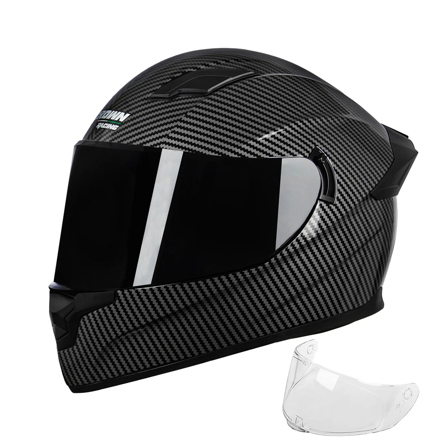 Crown Racing F-700 Full Face Motorcycle Helmet | Adult DOT-Style Street & Sport Bike Helmet with Tinted Visor