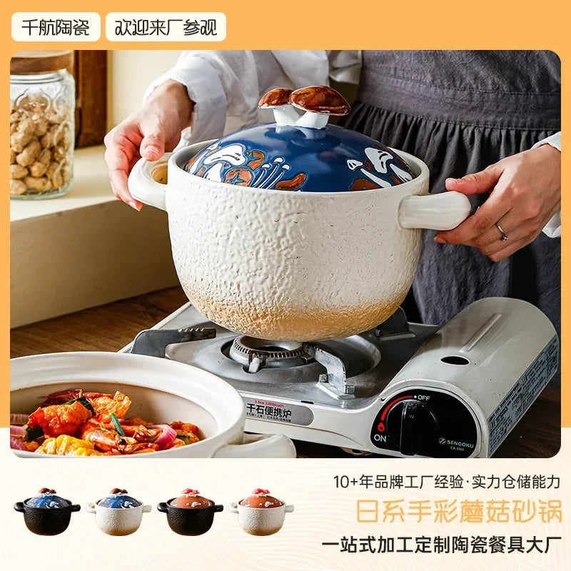 Ceramic Casserole Cooking Pot with Lid | Cute Kitchen Serving Dish