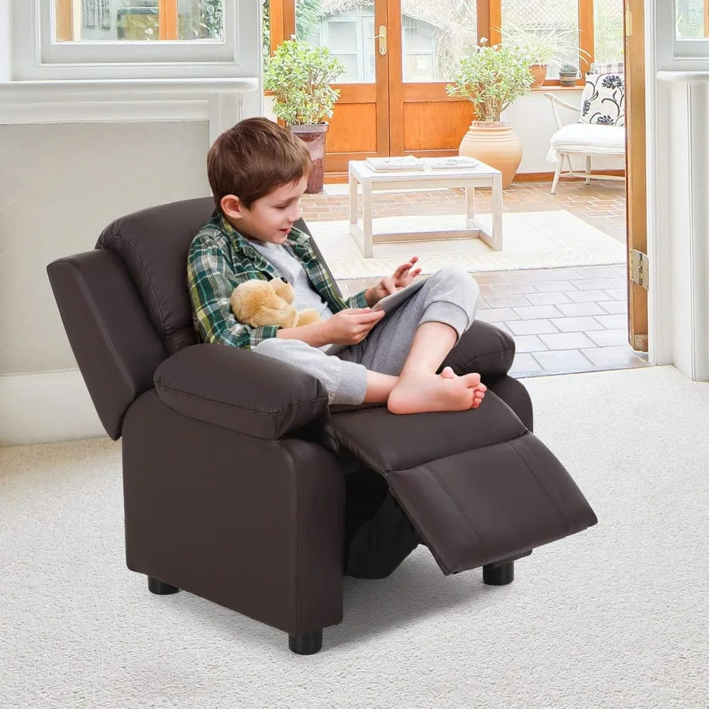 Kids Recliner Sofa Leather Armchair Couch with Footrest And Headrest for Living Room Nursery Gaming Reclining Chair Birthdays