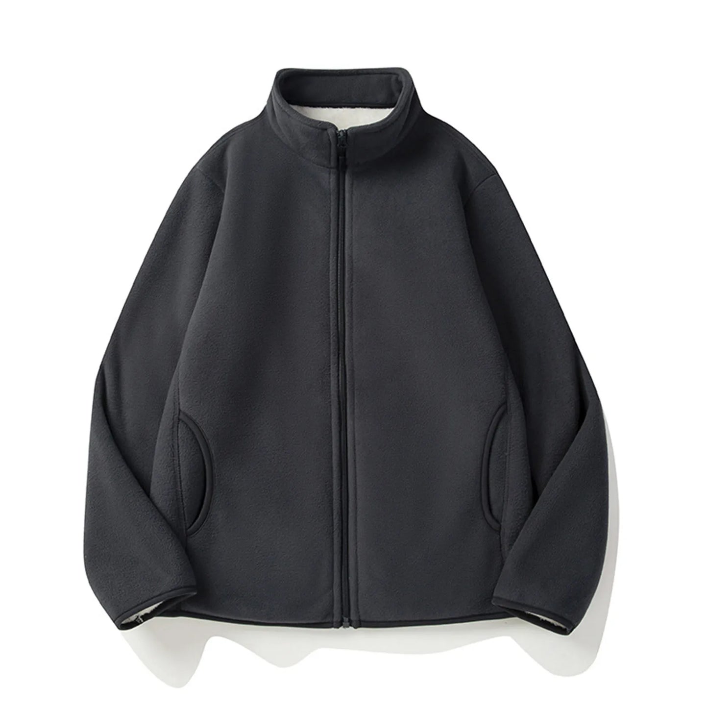 Men’s Warm Fleece Zip Up Jacket .Casual Autumn and Winter Coat