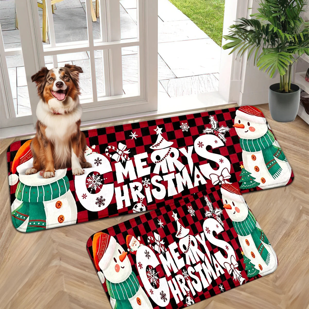 Christmas Halloween Cute Cartoon Area Rug, 1.2cm Thick Plush Velvet Foam Floor Mat, Ghost Pumpkin Snowman Xmas Print Decor Doormat, Washable Soft Cushioned Carpet for Bedroom Kitchen Entryway Living Room Multi Style Holiday I