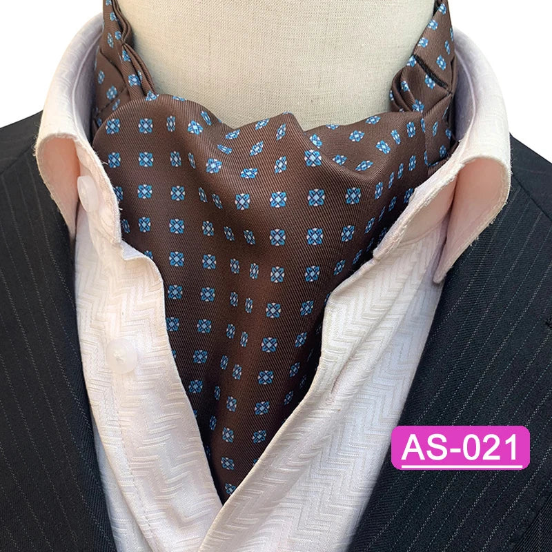Luxury Men’s Ascot Tie & Pocket Square Set for Weddings, Business & Formal Wear