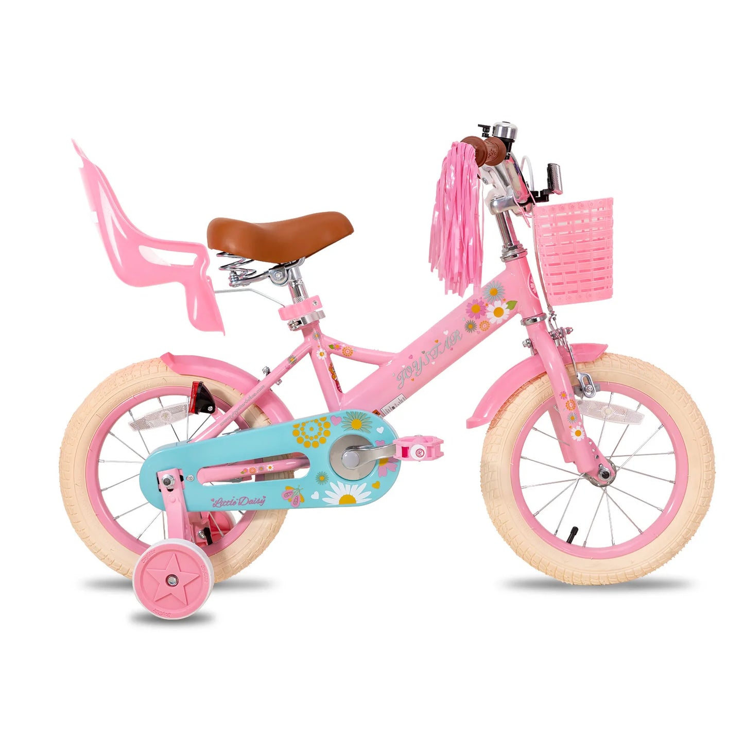 Girls Daisy Kids Bike with Training Wheels . Adjustable Bicycle for Ages 2–7