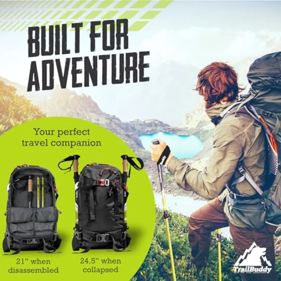 Premium Adjustable Hiking Poles . Lightweight Trekking Poles for Hiking, Backpacking & Trail Walking