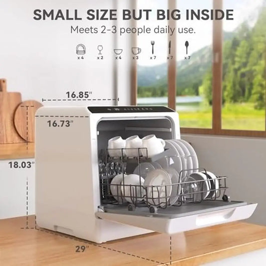 Portable Countertop Dishwasher 5 Washing Programs Compact Small Dishwasher with Baby Care Air-Dry Function 5-Liter Water Tank
