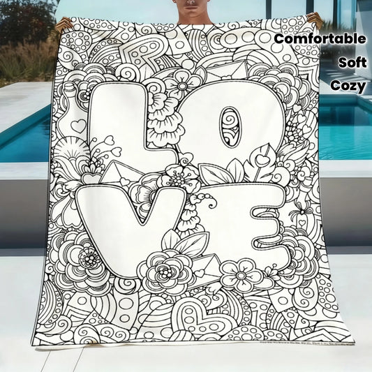 Black & White Anime Coloring Fleece Throw Blanket . Soft Cozy Manga Blanket for Kids, Teens & Anime Fans