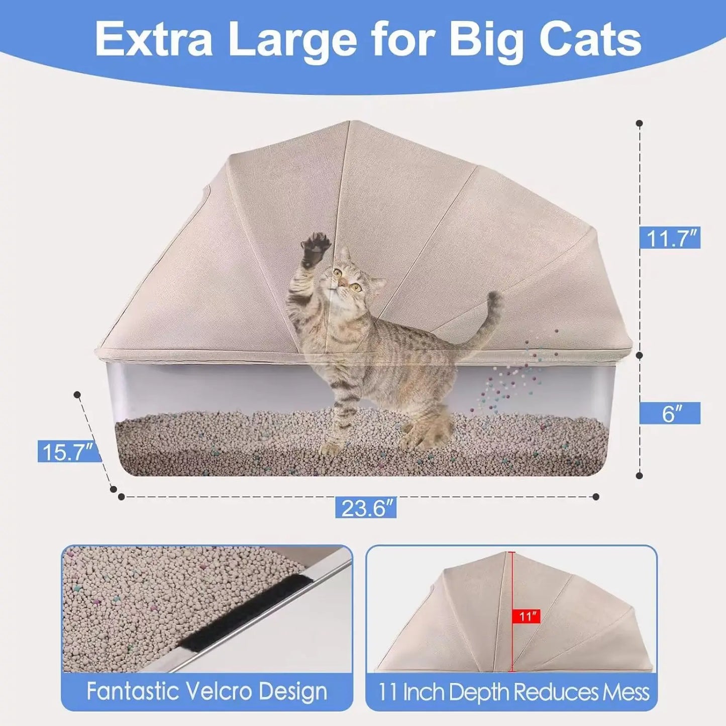 XL Large Enclosed Cat Litter Boxes, Metal High Sided Litter Box Features Leak-Proof Design, Includes Scoop for Easy Cleaning