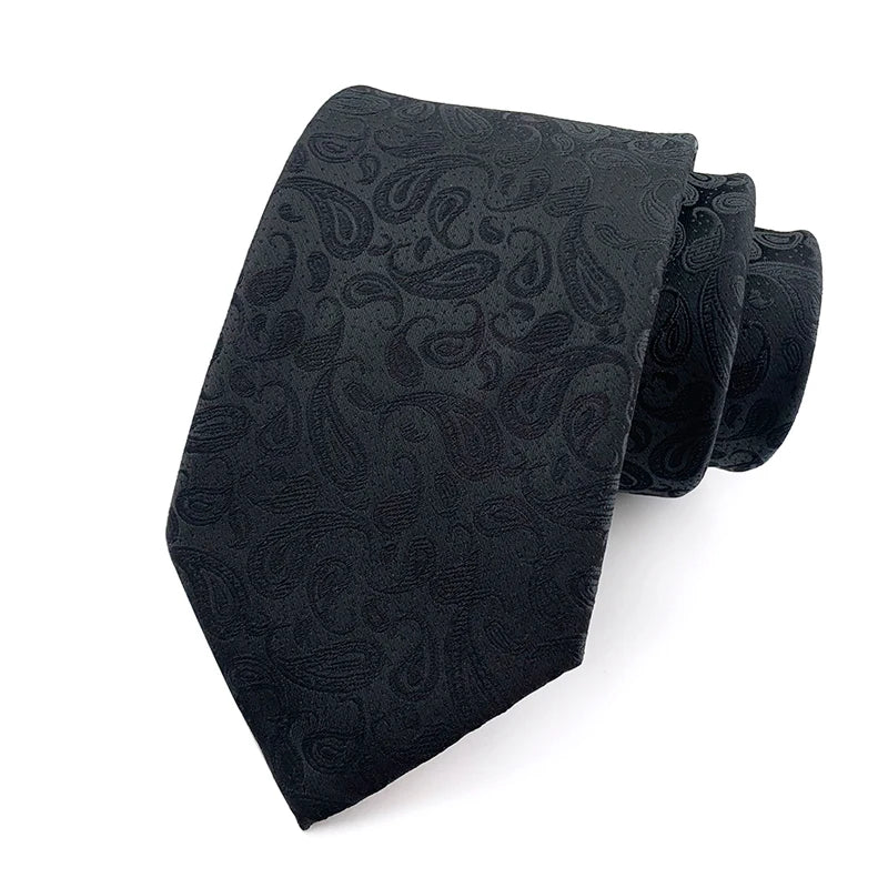 Luxury 8CM Men’s Black Striped Necktie | Classic Business & Formal Tie for Weddings, Office & Special Occasions