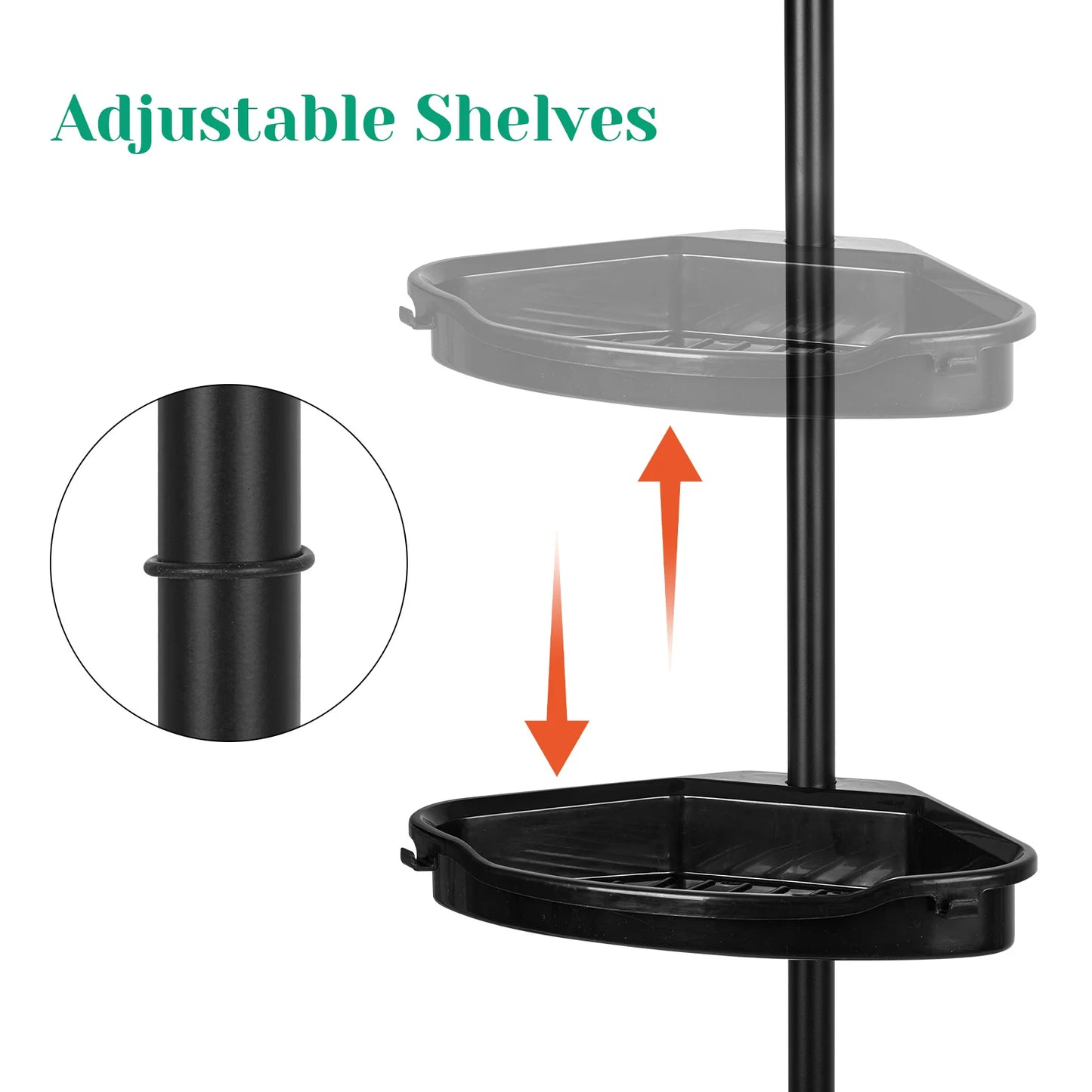 4 Layer Telescopic Corner Shower Storage Rack For Bathroom