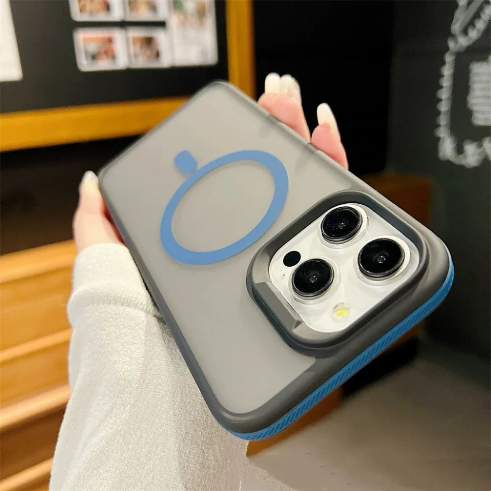 Magnetic Luxury Matte Translucent Armor Shockproof Phone Case For iPhone Samsung