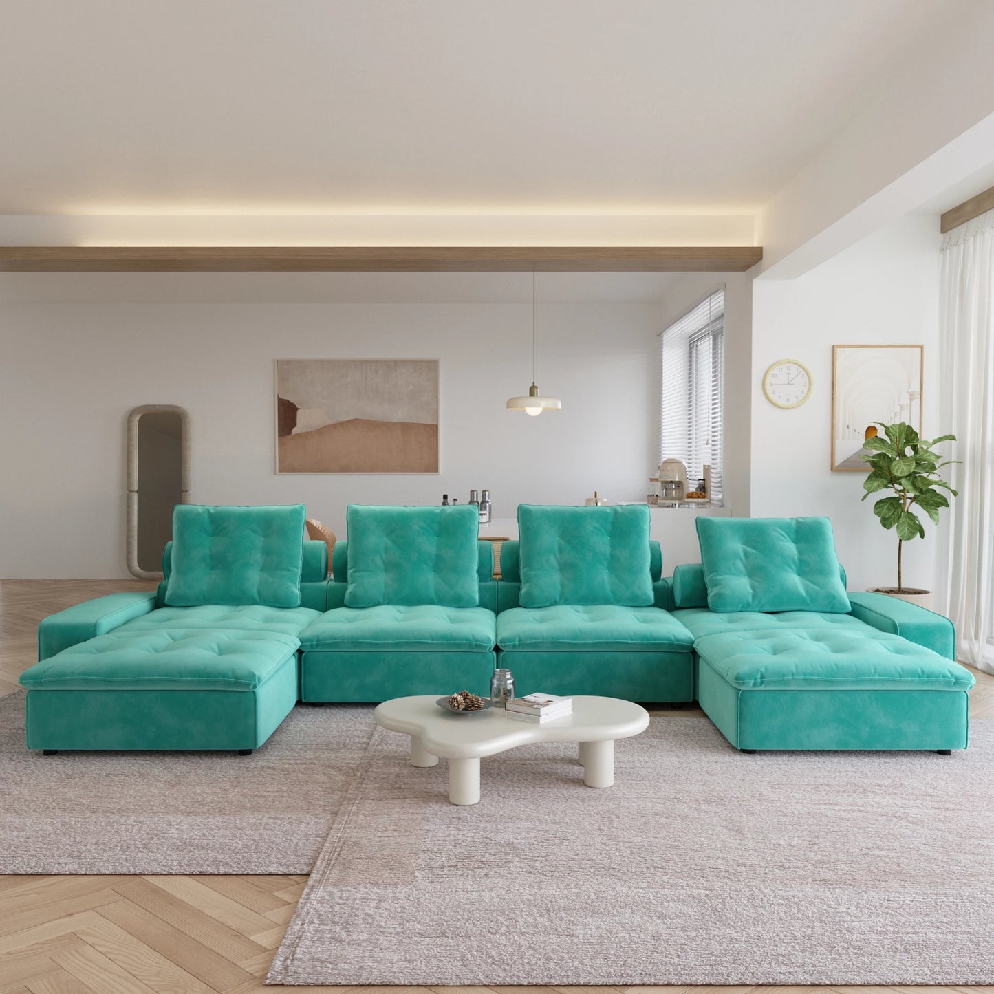 Modular Cloud Sectional Couch Oversized Down Filled Sofa Couches with Chaise Ottoman Adjustable Backrest Couch For Living Room