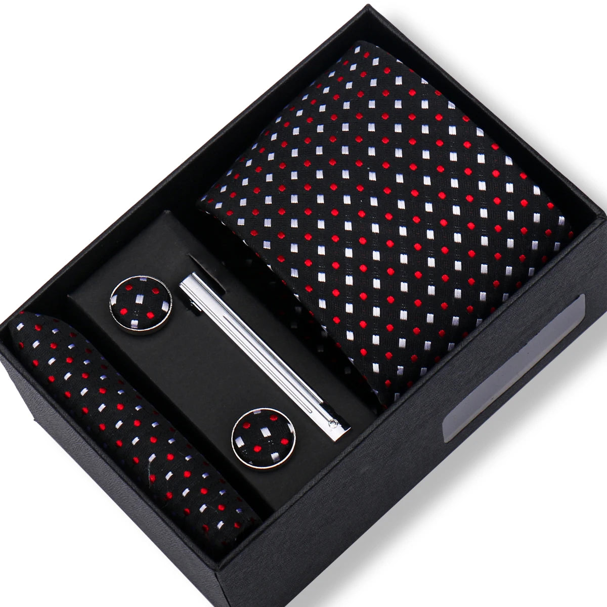 Tie Men With Box Top Quality Business Ties Hanky Cufflink Set Clips Green Necktie Corbatas For Men Wedding In Gift Box Gravatas