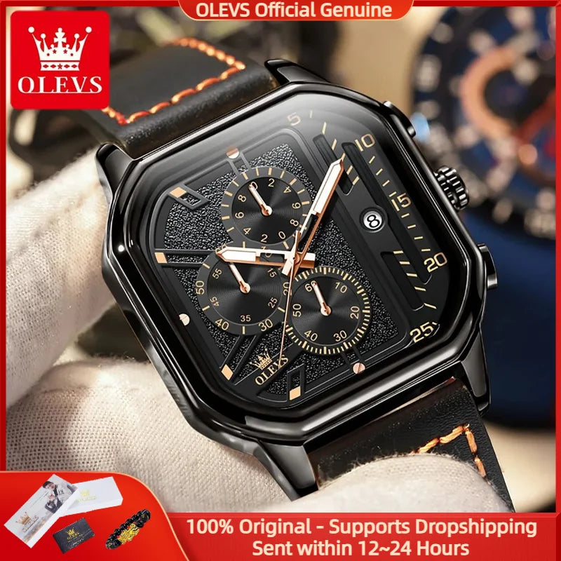 Men’s Square Sports Watch – Bold Black Dial & Modern Statement Design