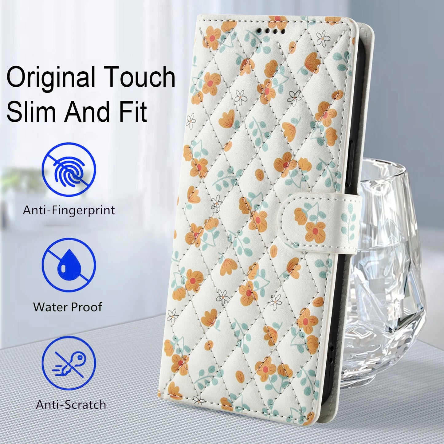 Luxury Floral Leather Wallet Case for iPhone Magnetic Shockproof Card Holder Phone Case