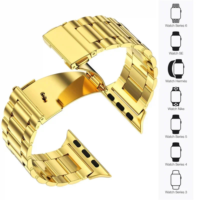 Premium Stainless Steel Apple Watch Band .Luxury Metal Replacement Strap