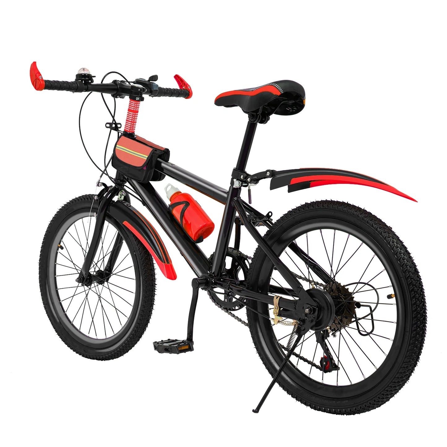 20-Inch 7-Speed Mountain Bike . Kids Bicycle with Adjustable Seat, Front Suspension & Dual Disc Brakes