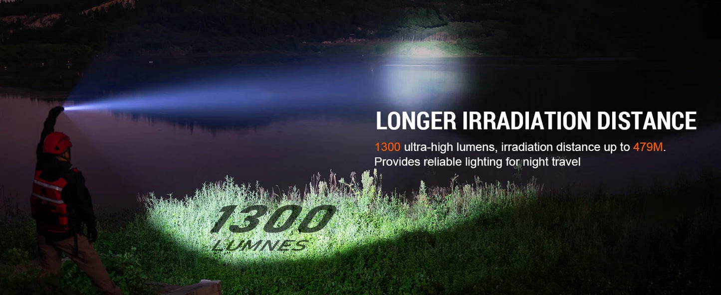 Wurkkos TD07 Tactical Flashlight .1300 Lumens, 479M Long Range, IP68 Waterproof  Description: